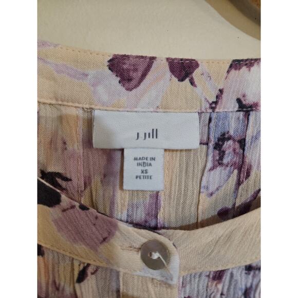 J. Jill Pintuck Bell Sleeve Purple Peach Blouse Top Petite XS - Picture 4 of 4